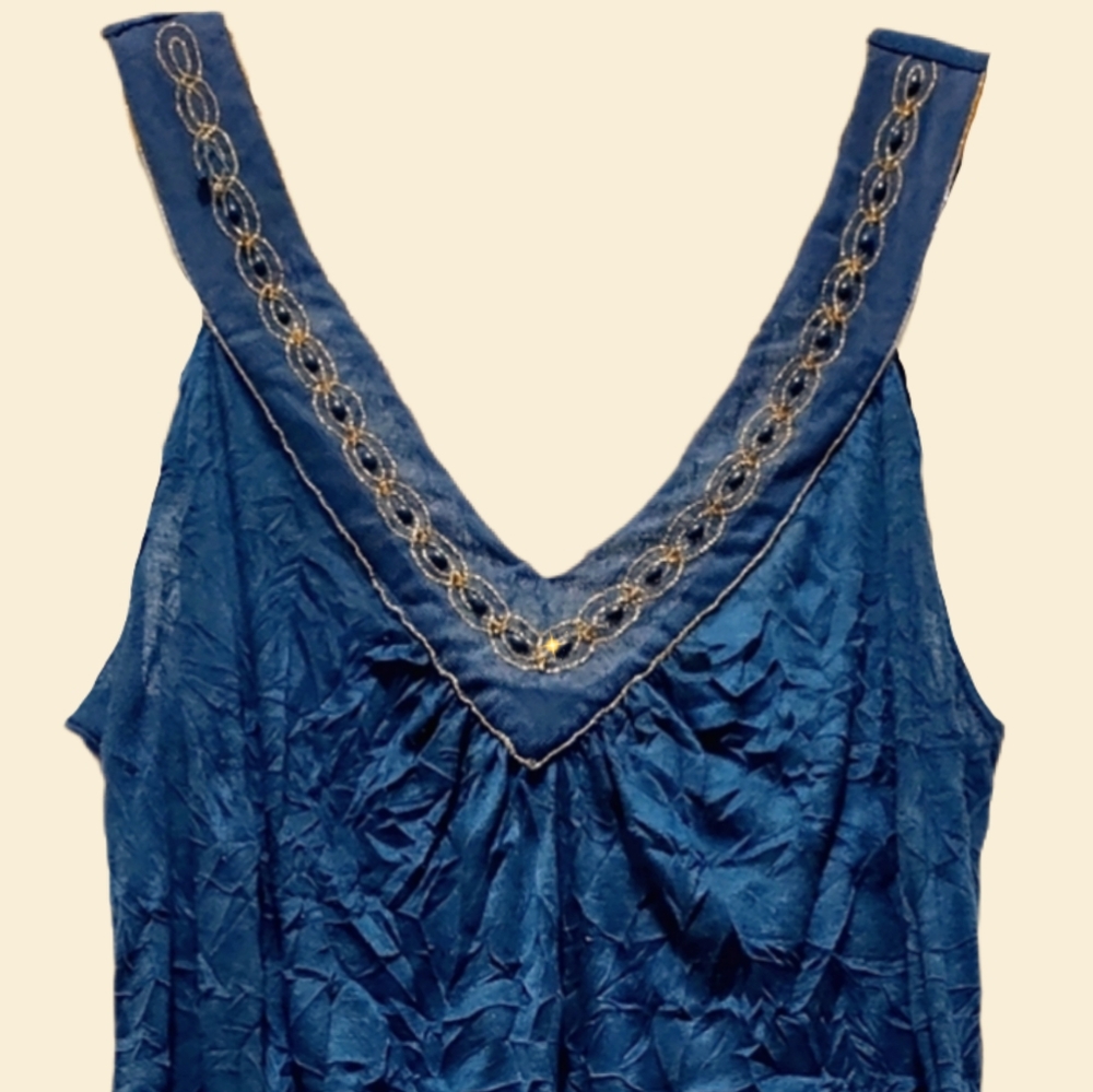 2-pc Teal Blue & Gold Tank & Bolero Jacket Set